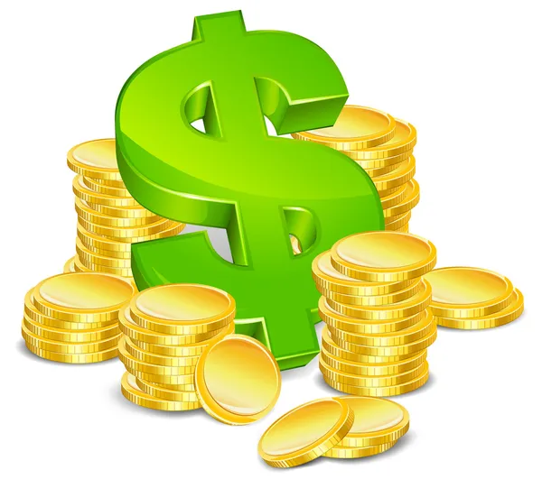 Dollar en munten — Stockvector