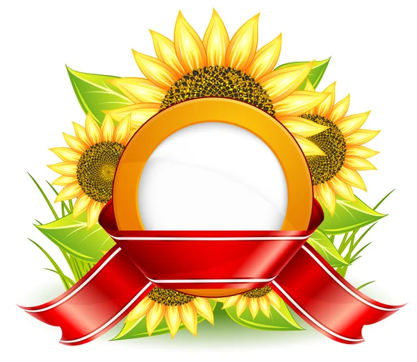 Sonnenblumen und Schleife — Stockvektor