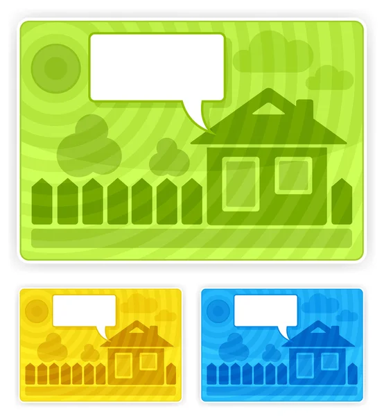 Stiker warna dengan rumah - Stok Vektor