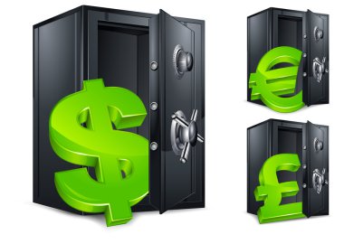Bank safe and money symbol clipart