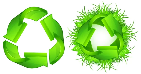 Gröna återvinna tecken — Stock vektor
