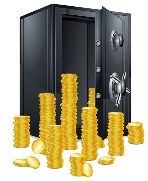 Veilige bank en munten — Stockvector
