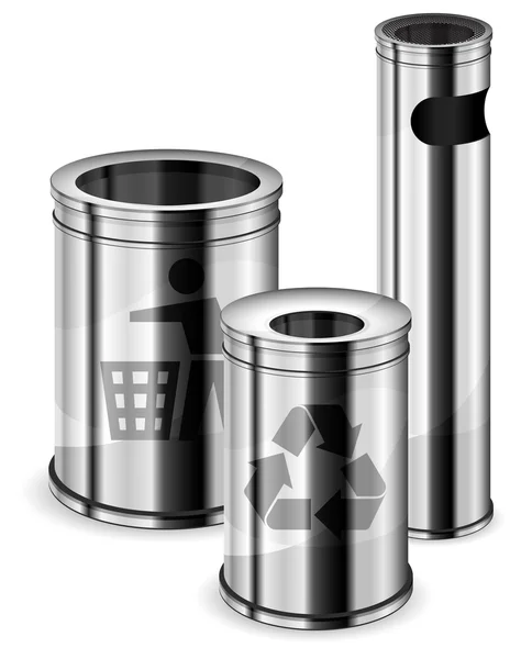 휴지통 쓰레기통 및 재활용 표시 — 스톡 벡터
