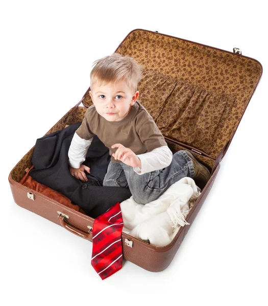 A funny boy in a suitcase — Stock Photo, Image