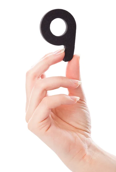 A number nine in the hand — Stock Photo, Image