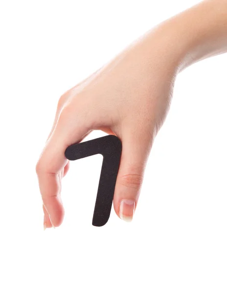 Numer siedem w ręku — Zdjęcie stockowe