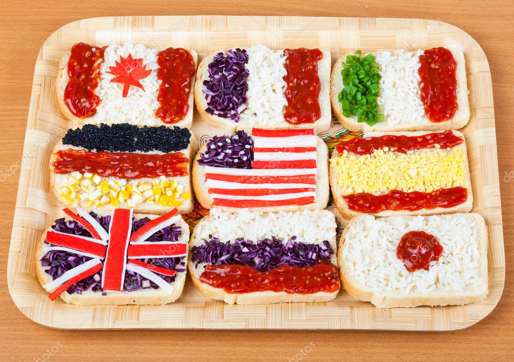 Sandwiches with flags of countries — Stock Photo © natulrich 5652820