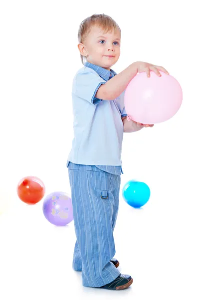 在气球中的小男孩 — 图库照片