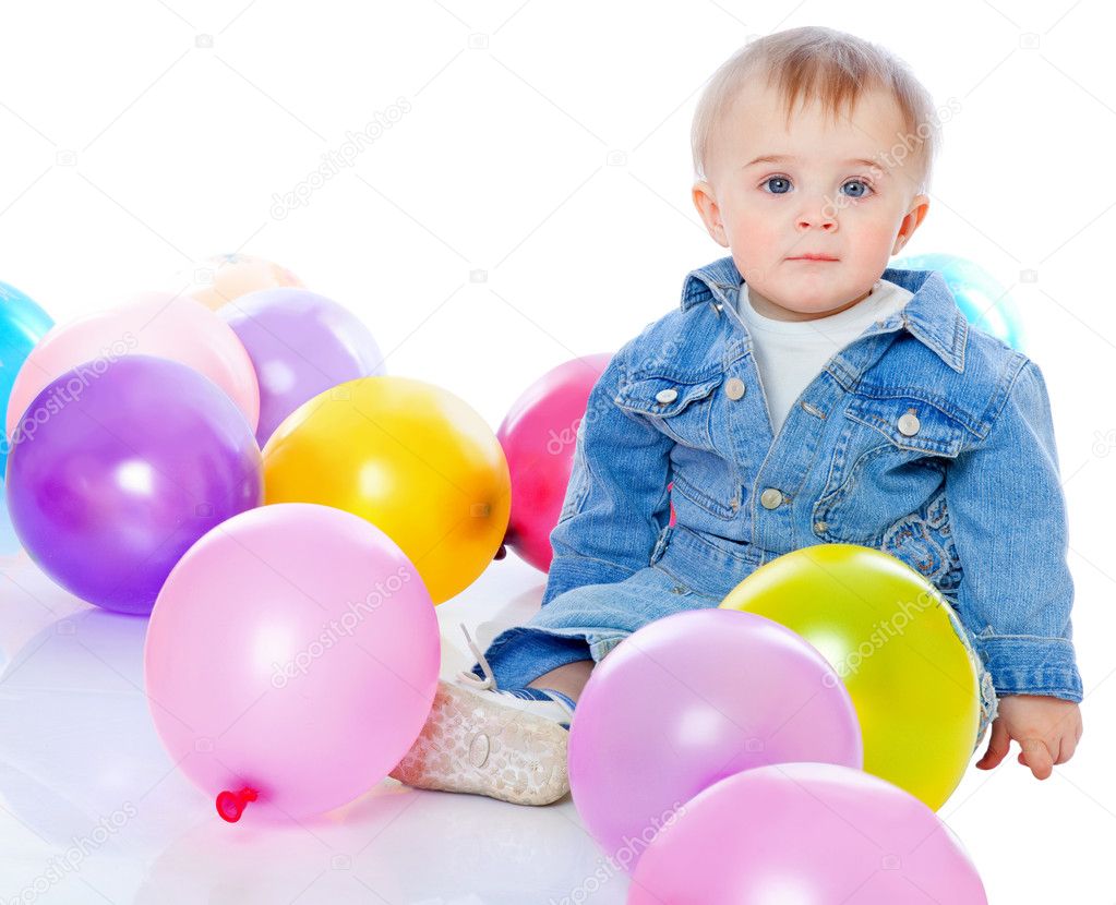 Little baby in balloons — Stock Photo © natulrich #6010376