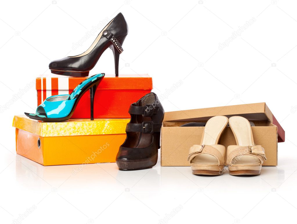 Fashion shoes on the boxes