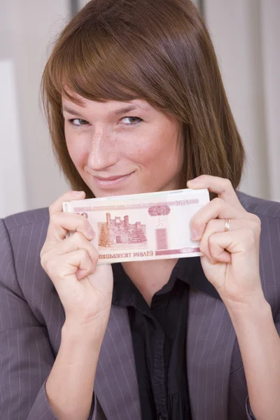 Affärskvinna med pengar — Stockfoto