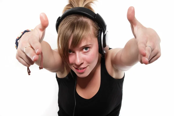 Retrato de una adolescente con auriculares —  Fotos de Stock