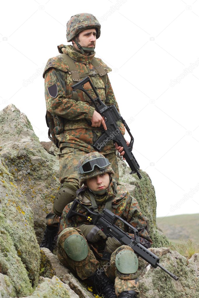 Equiped soldiers with guns