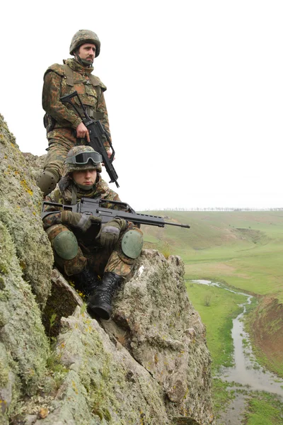 Soldiers on the mountain — Stock Photo, Image