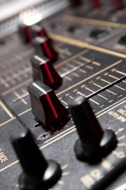 Faders on professional mixing controller clipart