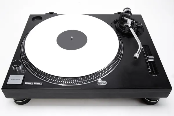Turntable with white vinyl record — Stock Photo, Image