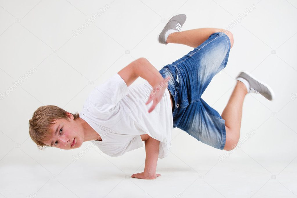 Strong Teen B-boy Standing In Freeze — Stock Photo © Hurricanehank #6695982