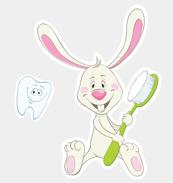 Bunny e spazzolino — Vettoriale Stock