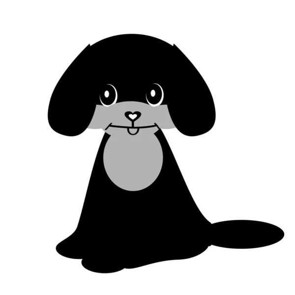 Bonito perro negro sobre blanco — Vector de stock