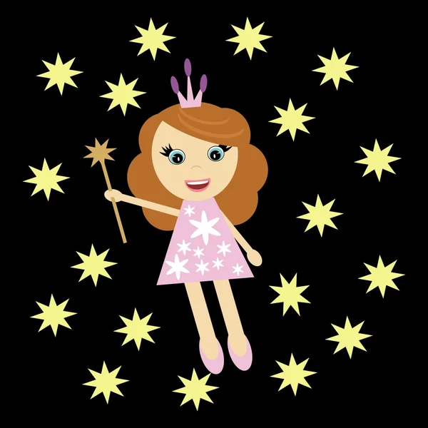 Nice girl with magic wand — Stock Vector