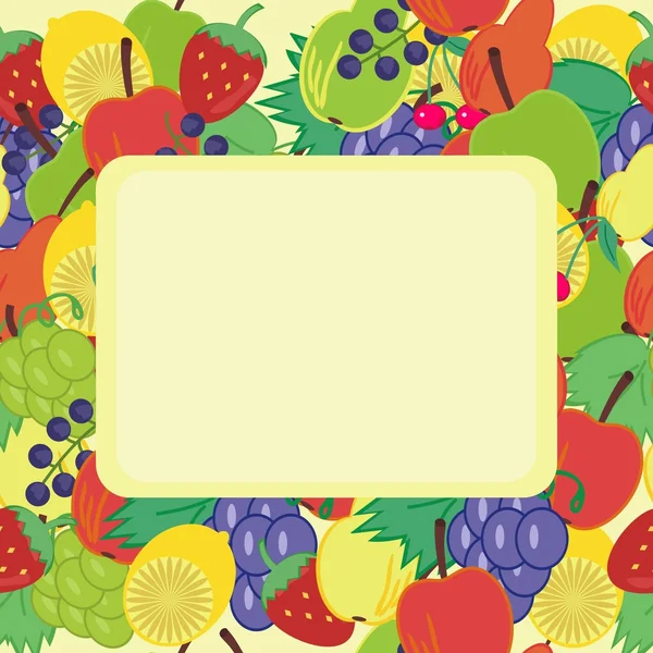 Cadre avec fruits et baies — Image vectorielle