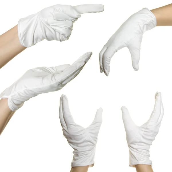 Menselijke handen in witte handschoen — Stockfoto