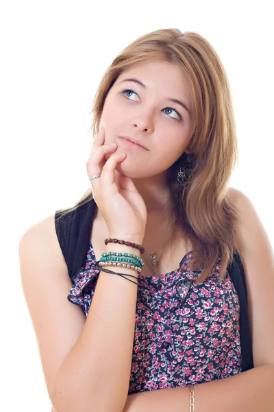 Teenager girl looking up — Stock Photo, Image