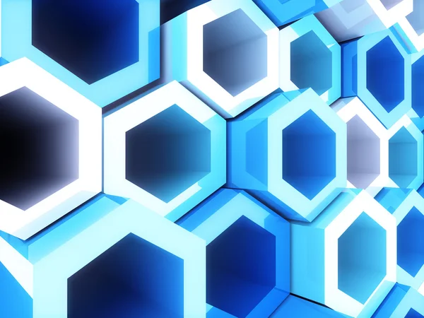 Hexagones de cadre bleu — Photo