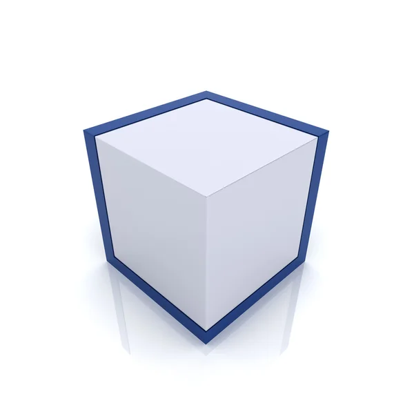 Silver cube with borders — Stock Photo, Image