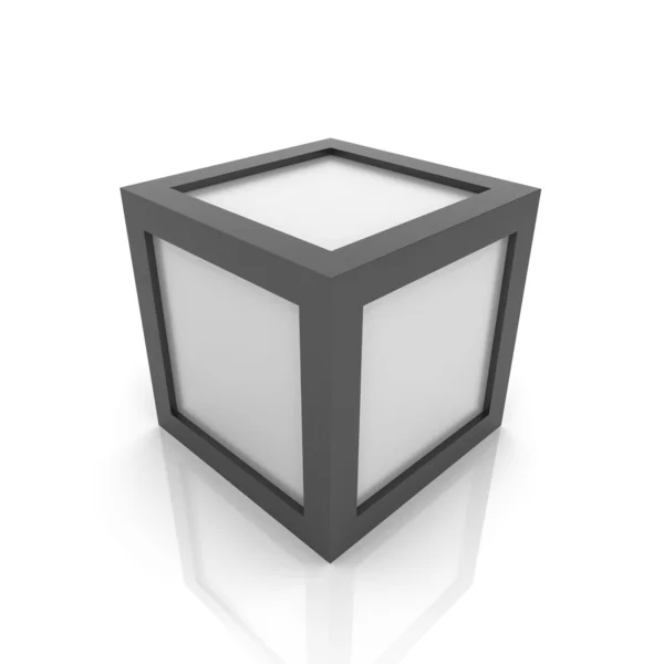 Silver cube with borders — Stock Photo, Image