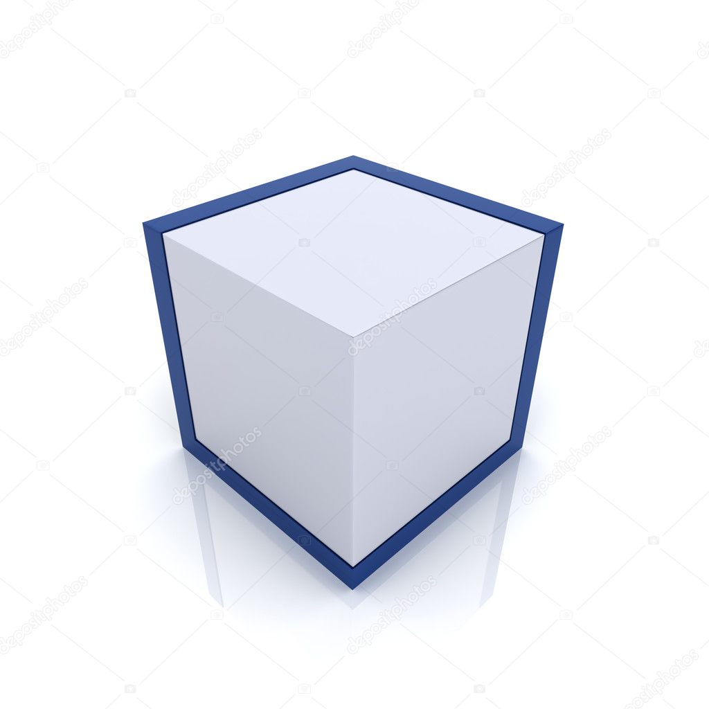 Silver cube with borders
