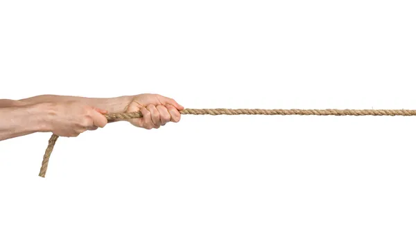 Rukou zatáhněte za lano. — Stock fotografie
