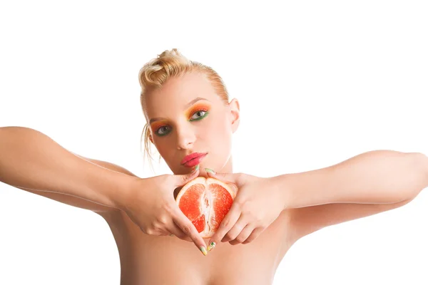 Mujer con pomelo —  Fotos de Stock