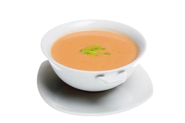 Soppa i vit skål — Stockfoto