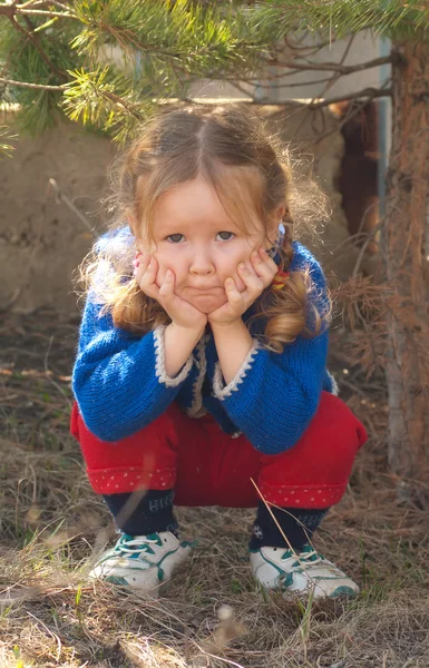 Little girl sad face — Stock Photo, Image