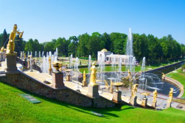 Fountains of Peterhof in summer clipart