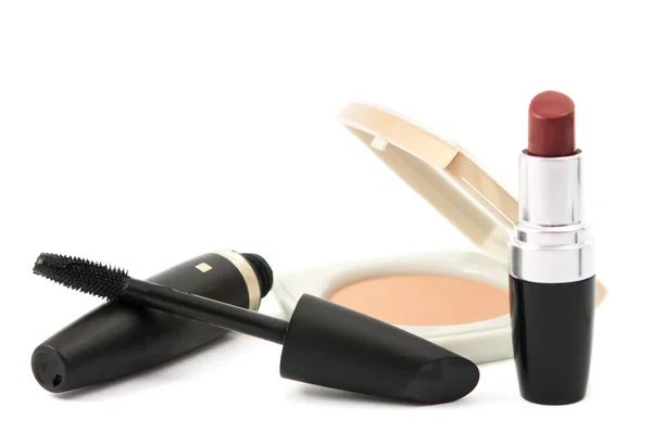 Face powder, mascara, lipstick — Stock Photo, Image