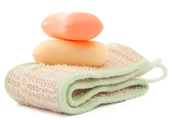 Sabonetes e toalhas — Fotografia de Stock