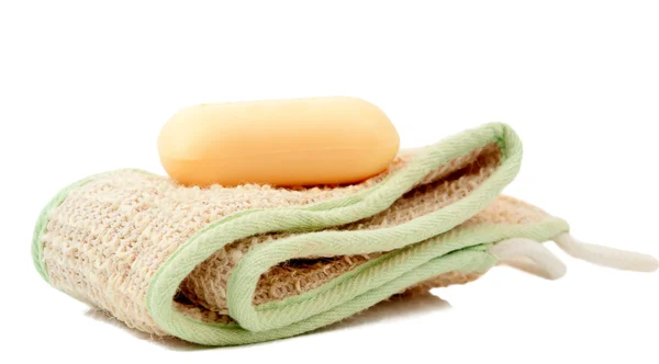Soap and washcloth — Stock Photo, Image