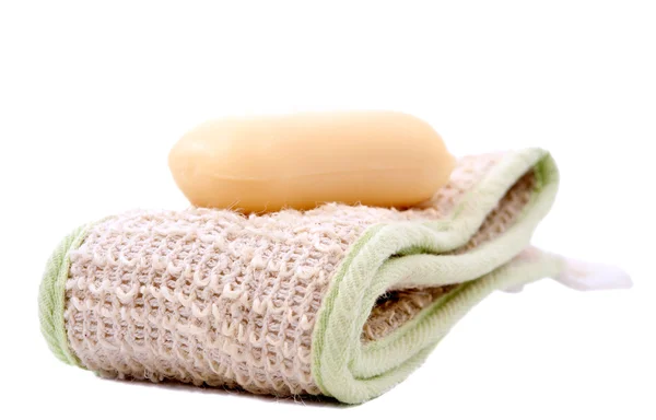 Soap and washcloth — Stock Photo, Image