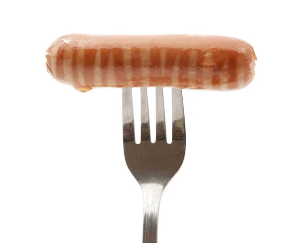 Salsicha em um garfo — Fotografia de Stock