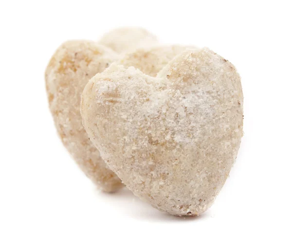 Biscuits cardiaques en sucre en poudre — Photo