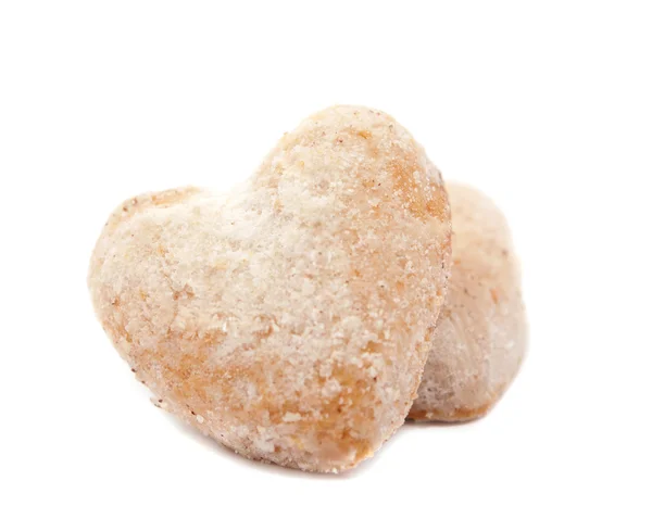 Galletas de corazón en azúcar en polvo —  Fotos de Stock