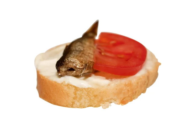 Sandwich with sprats — Stock Photo, Image