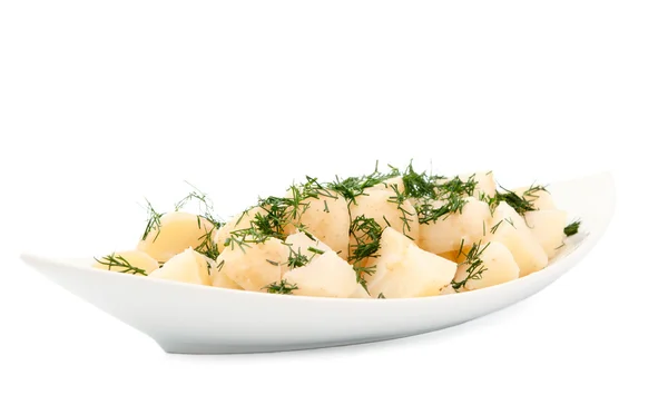 Gekookte nieuwe aardappelen met dil — Stockfoto