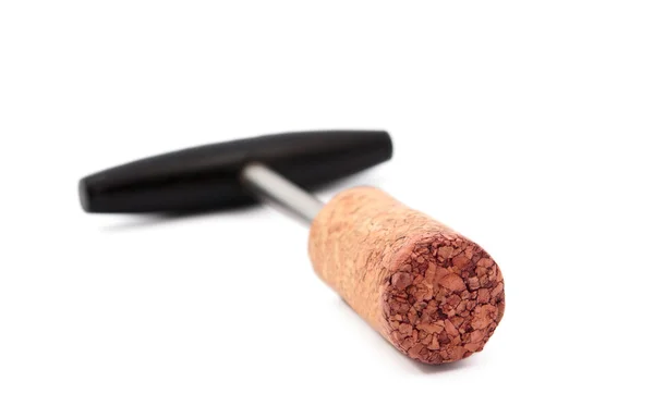 Corkscrew met wijn kurk — Stockfoto