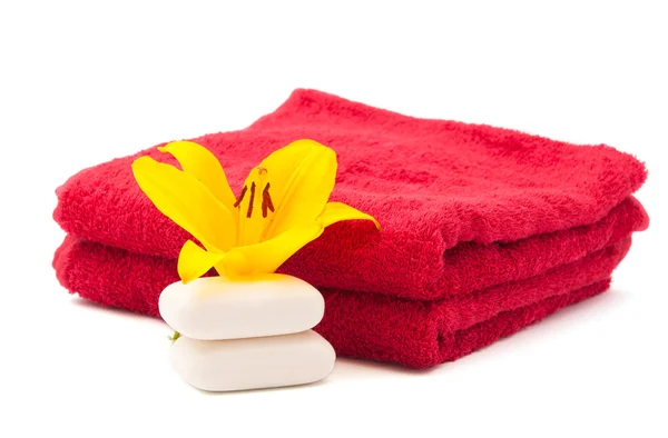 Lily and towel — Stock Photo, Image