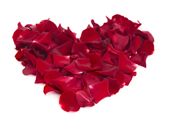 Coração de pétalas de rosa — Fotografia de Stock