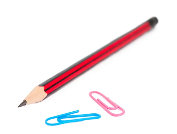 Paper clips and a pencil — Stock Photo, Image