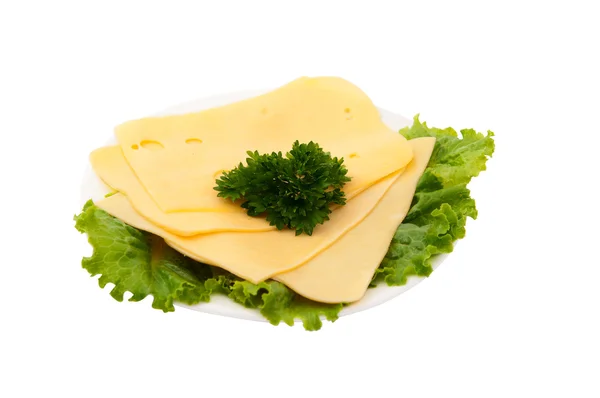 Sliced the cheese and lettuce — Stock Photo, Image